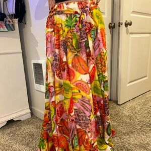 Vibrant Multicolor Fruit Print Skirt